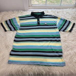 Vintage Mecca Polo Shirt Mens XL Striped Casual Y2K Hip Hop Street Wear